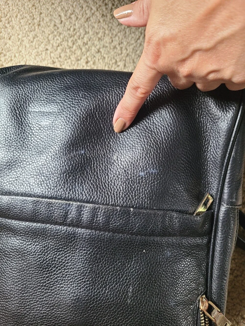 Coolcy, black leather backpack, bag